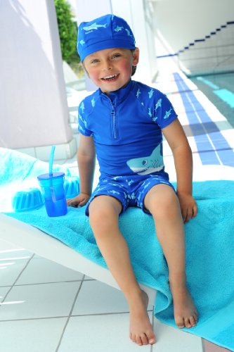 Playshoes Shark UV Protection Bath Set Traje De Baño, Azul (Original), 86-92 para Niños
