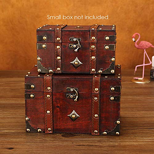 POFET Caja de almacenamiento de madera con cerradura de metal vintage Caja de regalo para cofre organizador de tesoros de joyería - Cuadrada