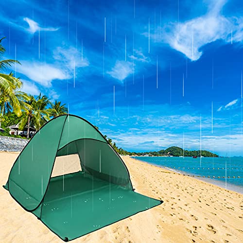 Pop Up Tienda de Playa para 1-3 Personas Anti-UV Protección Solar UPF 50+ Tienda de Playa Portátil para Playa,Jardín, Camping, Viajes, Pesca, Picnic y Deportes al Aire Libre(Verde)