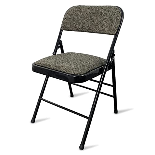 Portátil Asientos acolchados de algodón grueso y silla portátil plegable de respaldo, silla plegable ergonómica exterior / interior 600 lbs, 3 vigas duraderas ( Color : Black color , tamaño : 30.7in )