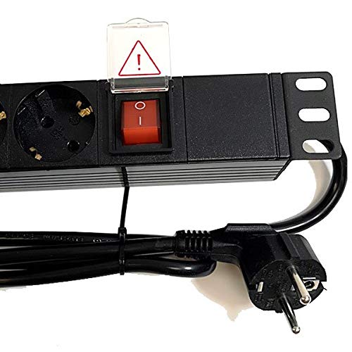 Powergreen RAC-00008-PDU Pdu Tipo Regleta de 8 Tomas con Interruptor y Cable de 2 M