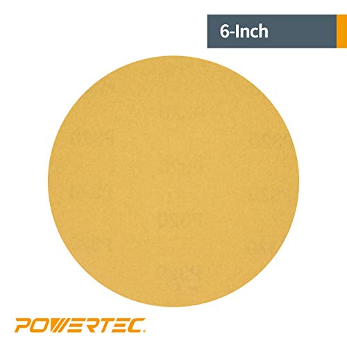POWERTEC 4DR1508 - Rollo de disco de lija PSA de 15,2 cm, óxido de aluminio, grano 80, color dorado, 100 unidades