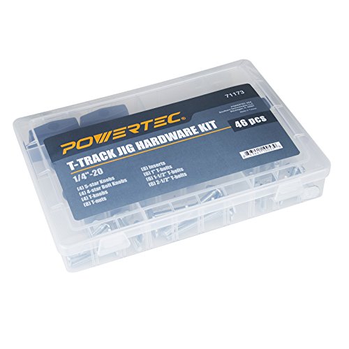 POWERTEC 71173 1/4-20, 46 piezas T-Track Jig Hardware Kit