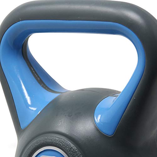 POWRX - Kettlebell de hormigón 2-20 kg - Pesa Rusa con Revestimiento de Vinilo - Base con Goma Antideslizante + PDF Workout (3 kg/Azul)