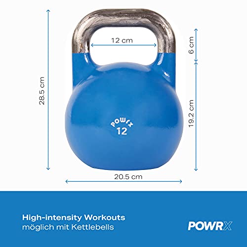POWRX Kettlebell Pesa Rusa Competición 4-28 kg + PDF Workout (12 kg)