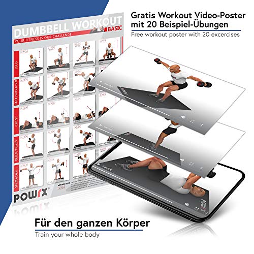 POWRX - Mancuernas Vinilo 12 kg Set (2 x 6 kg) + PDF Workout (BLU)