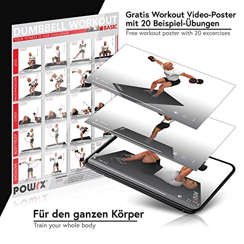 POWRX - Mancuernas Vinilo 20 kg Set (2 x 10 kg) + PDF Workout (Negro)