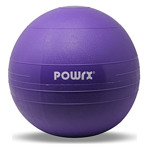 POWRX Slam Ball Balón Medicinal 20 kg - Ideal para Ejercicios de »Functional Fitness«, fortalecimiento y tonificación Muscular - Contenido de Arena y Efecto Anti-Rebote + PDF Workout (Viola)