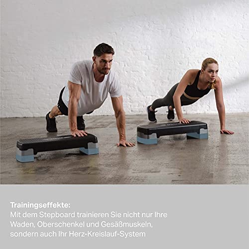 POWRX Step fitness/aeróbic escalón (68 x 28,5 cm) - Stepper ideal para ejercicios en casa - Altura regulable y superficie antideslizante + PDF workout (Blanco)