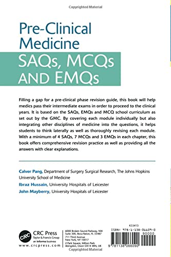 Pre-Clinical Medicine: SAQs, MCQs and EMQs (Medical Finals Revision Series)