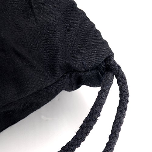 PREMYO Bolsa de Cuerdas Saco de Gimnasio Deporte Mochila Mujer Hombre con Impresión Corazón de Plumas Práctico Cómodo Cordón Robusto Algodón Negro