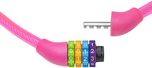 probock Candado de cable para bicicleta infantil | rosa | cerrojo de combinación numérica | Medidas 10 x 650 mm | Edición 2019