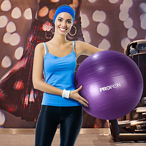 PROIRON Pelota de Pilates Embarazadas 55cm- Fitball Anti-Burst Pelota de Ejercicio,Yoga, Fitness, Embarazo incluidos Bomba (púrpura)
