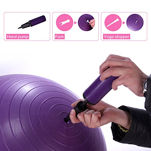 PROIRON Pelota de Pilates Embarazadas 55cm- Fitball Anti-Burst Pelota de Ejercicio,Yoga, Fitness, Embarazo incluidos Bomba (púrpura)