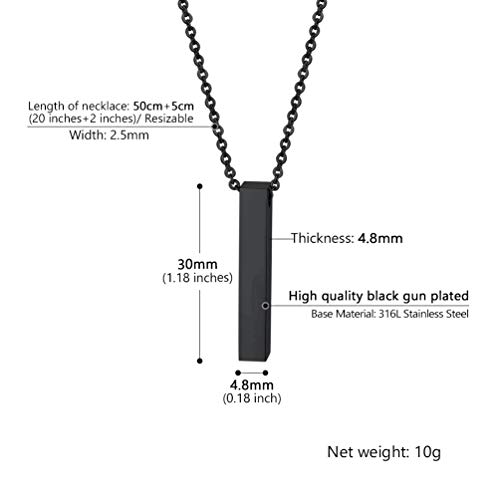 PROSTEEL Collar con Colgante，Barra Personalizable/con Frases Animadas de Acero Inoxidable para Hombre 60cm Ajustable, Dorado/Negro/Plateado
