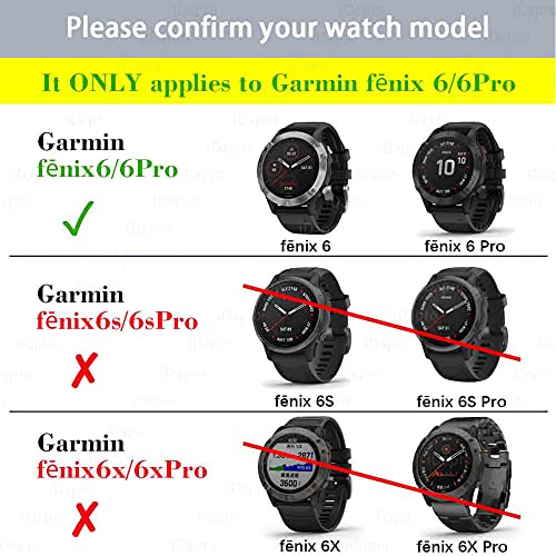 Protector de pantalla para Garmin fenix 6/6 Pro Multisport GPS Watch + tapones de silicona antipolvo, vidrio templado iDaPro sin burbujas