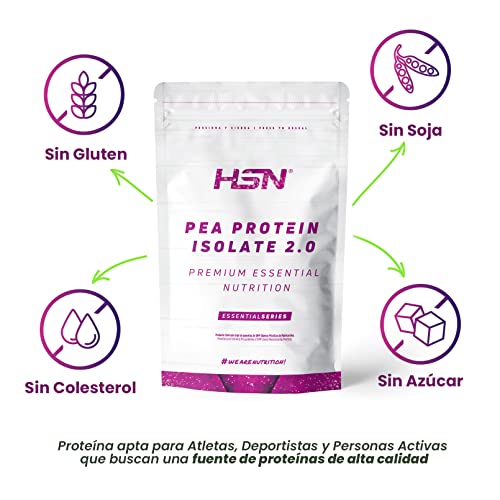 Proteína de Guisante Aislada de HSN | Sabor Chocolate 2 Kg = 67 Tomas por Envase | 100% Vegana | Pea Protein Isolate | No-GMO, Sin Gluten, Sin Soja ni Azúcares añadidos