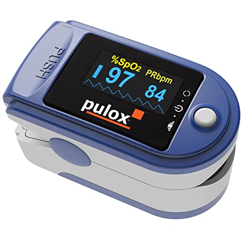 Pulox PO-200A Oxímetro de pulso con función de alarma y tono de pulso, incluye accesorios