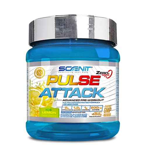 Pulse Attack | 450 g | Potente pre entreno | Pre workout con arginina, beta alanina, citrulina, creatina, taurina (Limón)