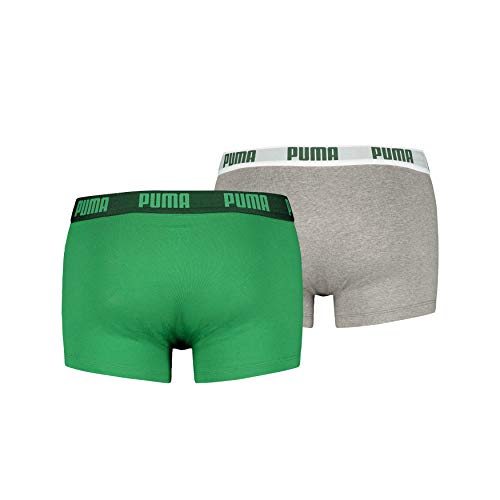 Puma Basic Trunk 2P, Boxer hombre (Pack de 2), Multicolor (Amazon Green/Grey), S