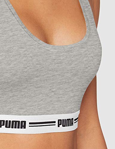 PUMA Women Racer Back Top 1P Hang Sujetador Deportivo, Grey Melange, M para Mujer