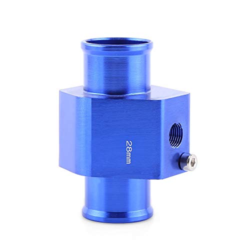 Qiilu Universal Adaptador del Sensor de temperatura de la manguera del tubo de la temperatura del agua del coche del metal Azul(28MM)