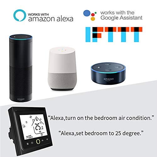 Qiumi Termostato WiFi inteligente controlador de temperatura para calefacción por suelo radiante eléctrico funciona con Amazon Alexa, Google Home IFTTT 16A 95~240V AC