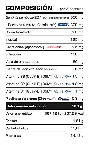 Quemagrasas FAT BURNER 90 Caps. - Producto de Calidad Optima y Quemagrasas Potente para Adelgazar - Vitobest