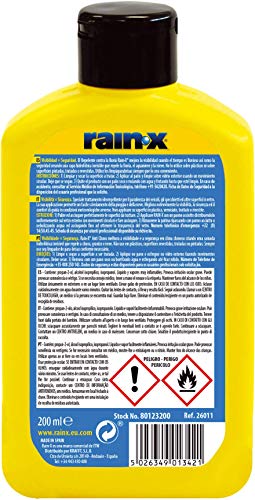 Rain-X 26011 Tratamiento Anti-lluvia, Fabricado en España, Parabrisas, Lunas, Mampara ducha, Espejos, Cristales, 200ml