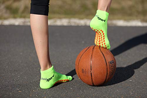 Rainbow Socks - Hombre Mujer Calcetines Antideslizantes de Deporte - 2 Pares - Naranja Verde - Talla 42-43