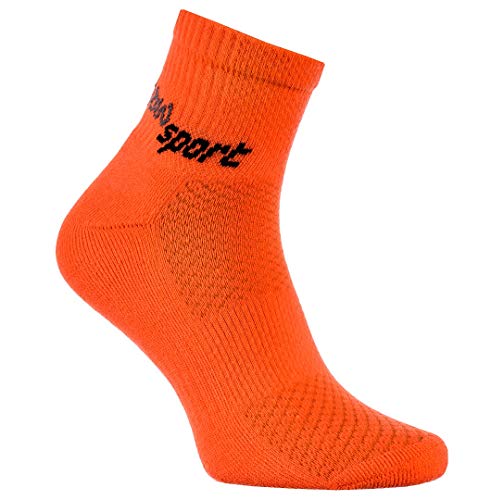 Rainbow Socks - Hombre Mujer Calcetines de Deporte Neon - 2 Pares - Naranja Verde - Talla UE 44-46