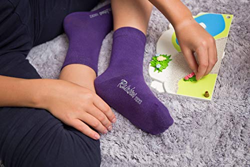 Rainbow Socks - Niños y Niñas - Calcetines de Algodón - 6 Pares - Blanco Violeta Gris Azul Marino Negro Jean - Talla 30-35