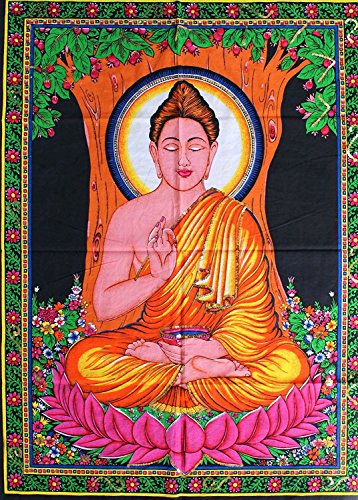 Rastogi - Tapiz de algodón de manualidades de una diosa india, 101,6 x 76,2 cm, Buddha-g, 56 x 34 inches