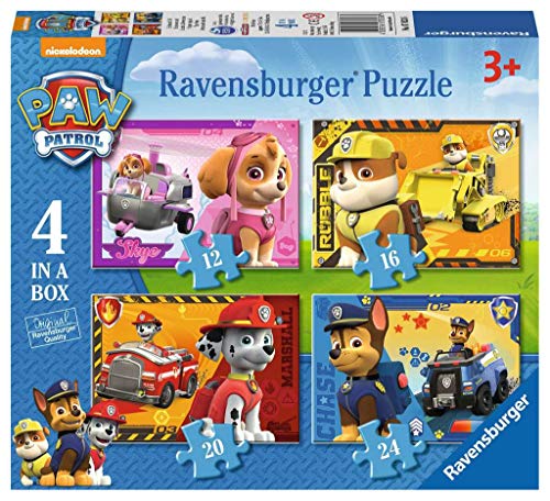 Ravensburger - Paw Patrol - 4 puzzle en una caja, 12-16-20-24 piezas, Edad Recomendada 3+ años - Dimensiones: 19 x 14 cm