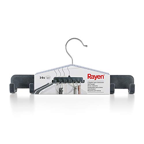 Rayen | Colgador para Cinturones | Capacidad para 14 Unidades | Color Gris Oscuro | Percha para Colgar Cinturones u Otros Accesorios | 31,5 x 14,4 x 4,5 cm