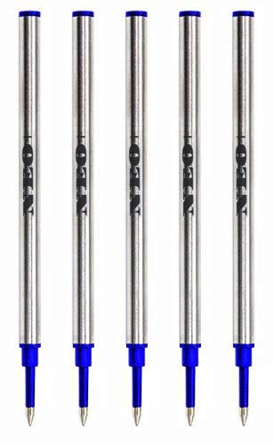 Recambios de bolígrafo NEO + Rollerball, azul (paquete de 5) compatible con la mayoría de los bolígrafos recargables (5 TINTA AZUL)