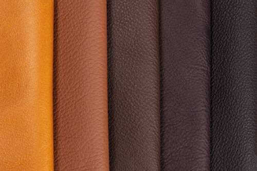 Recortes de cuero - restos de cuero marrón, restos de cuero, tamaños grandes, ideal para bolsos, zapatos, reparaciones, decoraciones, manualidades, 1 kg, tamaño A4