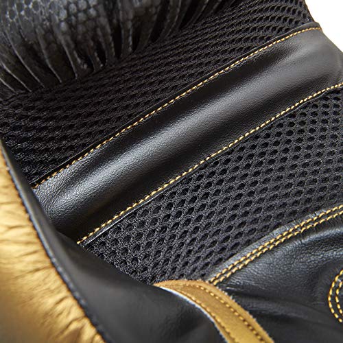 Reebok Guantes de Boxeo - Oro/Negro, 12oz Boxing Gloves + Wraps Set