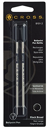 Refill for Cross Ballpoint Pens, Broad, Black Ink, 2/Pack