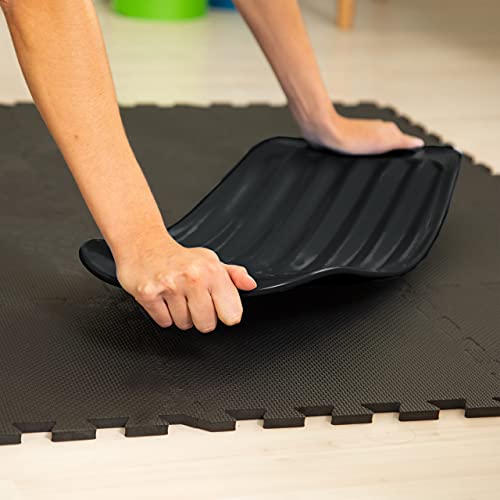 Relaxdays Fitness Tabla Equilibrio, Plástico, Negro, 9 x 65 x 28 cm, hasta 150 kg