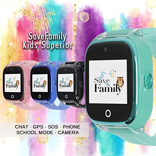 Reloj con GPS para niños SaveFamily Superior acuático con cámara. Smartwatch con botón SOS, Permite Llamadas y Mensajes. Resistente al Agua Ip67. App SaveFamily. Azul.