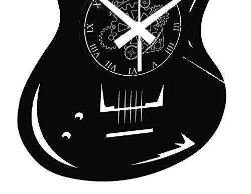 Reloj de pared de vinilo Vintage Handmade Amueblar Hogar Oficina Guitarra Bajo Rock Metal Punk Música