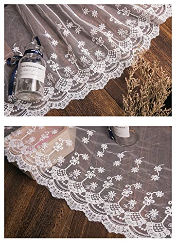 Ribete de encaje bordado de 2 yardas vintage, cinta decorativa de encaje para coser, velo de novia, vestido de boda, decoración, 32 cm de ancho, color blanco