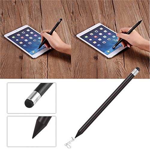 Richer-R Stylus Pen,2 en 1 Lápiz Táctil Alta Sensibilidad, Lápiz de Escritura para Papel/Pantalla Táctil Capacitiva,Mini Lápiz óptico Universal Portátil para Tabletas y Teléfonos Móvils(Negro)