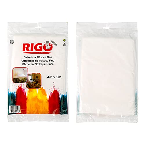RIGO Plastico Cubretodo 4x5m (6 UNIDADES), Plastico Protector Para Cubrir Muebles y Suelos (20m3) - Evita Polvo, Suciedad, Pintura, Humedad, etc.