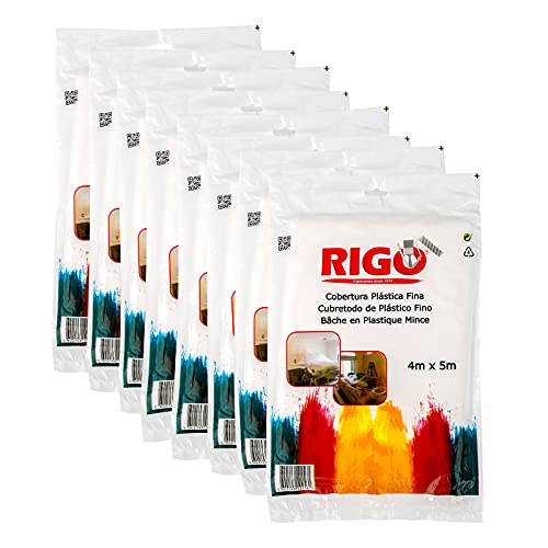RIGO Plastico Cubretodo 4x5m (6 UNIDADES), Plastico Protector Para Cubrir Muebles y Suelos (20m3) - Evita Polvo, Suciedad, Pintura, Humedad, etc.