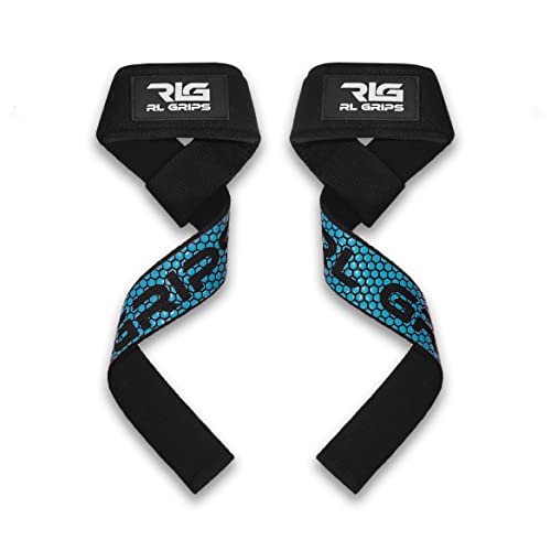 RL Grips™ Classic Straps C1, correas de levantamiento de pesas, straps powerlifting, correas de agarre, correas para peso muerto, straps de entrenamiento (AZUL)