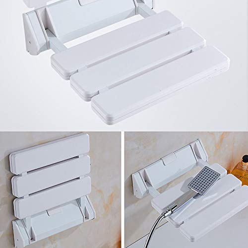 RMAN® Asiento de ducha abatible Asiento de ducha plegable montado en la pared plegable asiento de ducha baño movilidad hasta 130 kg, color blanco