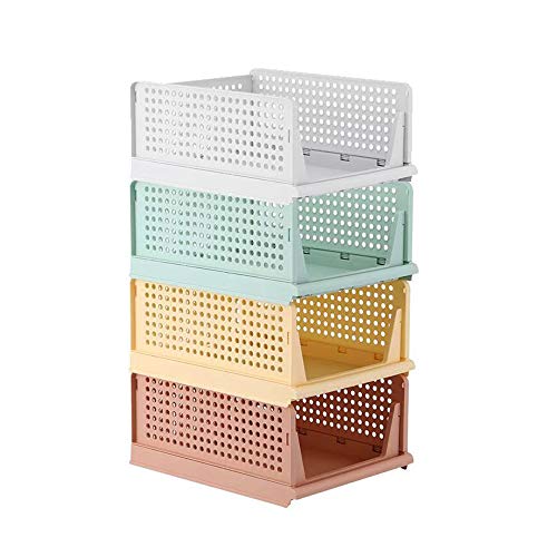 RMAN® organizadores apilables de plástico para armario cesta para estanterías cajas organizadoras perfecto para dormitorio y cocina caja de almacenamiento plegable para cajone