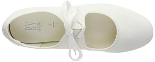 Roch Valley LHC - Zapatos de claqué de tela (tacón bajo) blanco blanco Talla:6 UK infant / 23 EU